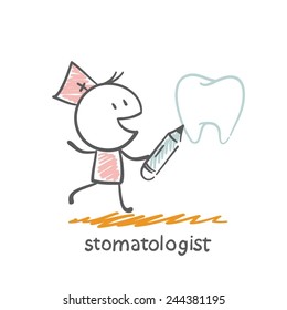 stomatologist  tooth draws pencil illustration