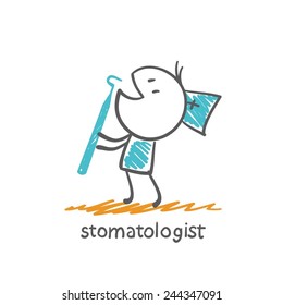 stomatologist treats a tooth illustration