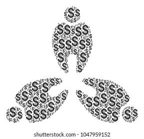 Stomatology composition of dollar symbols. Vector dollar symbols are combined into stomatology illustration.