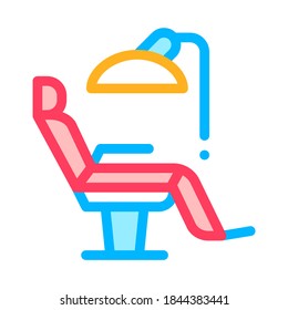 Stomatology Dentist Chair Vector Thin Line Icon. Dentist Chair, Instrument Tool Equipment And Device Linear Pictogram. Chairside Assistance Dental Health Service Contour Illustration