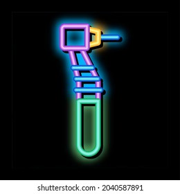 Stomatology Dentist Reamer neon light sign vector. Glowing bright icon transparent symbol illustration