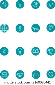 stomatology dentistry set icon course elegant green