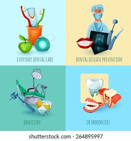 Stomatology design concept set with everyday dental care disease prevention dentistry and orthodontics icons isolated vector illustration