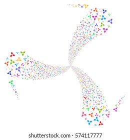 Stomatology fireworks swirl rotation. Vector illustration style is flat bright multicolored iconic symbols on a white background. Object twirl organized from random pictographs.