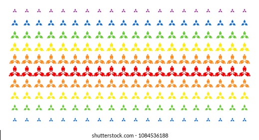 Stomatology icon spectral halftone pattern. Vector objects organized into halftone matrix with vertical spectrum gradient. Constructed for backgrounds, covers, templates and abstraction compositions.
