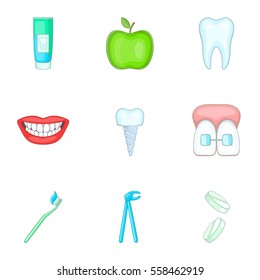 Stomatology icons set. Cartoon illustration of 9 stomatology vector icons for web