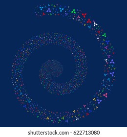 Stomatology majestic portal spiral. Vector bright multicolored scattered pictograms.