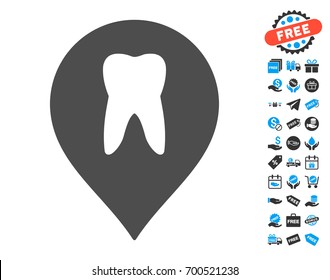 Stomatology Marker grey pictograph with free bonus icon set. Vector illustration style is flat iconic symbols.