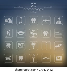 stomatology modern icons for mobile interface on blurred background