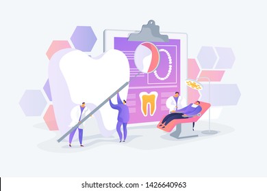 Stomatology and orthodontics medical center, teeth treatment. Dentist appointment. Private dentistry, dental service, private dental clinic concept. Vector isolated concept creative illustration