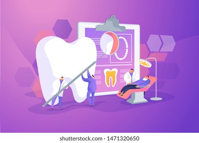 Stomatology and orthodontics medical center, teeth treatment. Dentist appointment. Private dentistry, dental service, private dental clinic concept. Vector isolated concept creative illustration