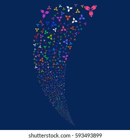Stomatology random fireworks stream. Vector illustration style is flat bright multicolored iconic symbols on a blue background. Object fountain constructed from scattered symbols.