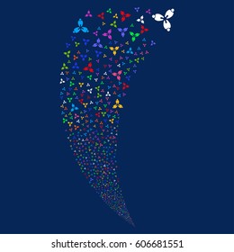 Stomatology random fireworks stream. Vector illustration style is flat bright multicolored iconic symbols on a blue background. Object fountain created from scattered pictographs.