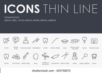 Stomatology Thin Line Icons