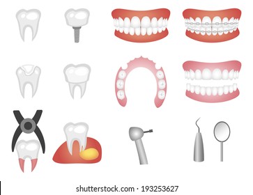 Stomatology. Vector icon set 