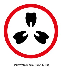 Stomatology vector icon. Style is bicolor flat rounded symbol, intensive red and black colors, rounded angles, white background.