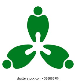 Stomatology vector icon. Style is flat symbol, green color, rounded angles, white background.