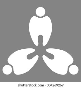 Stomatology vector icon. Style is flat symbol, white color, rounded angles, gray background.