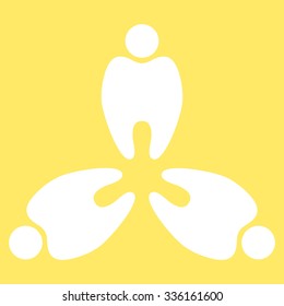 Stomatology vector icon. Style is flat symbol, white color, rounded angles, yellow background.