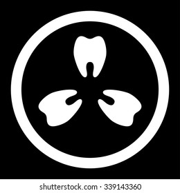 Stomatology vector icon. Style is flat rounded symbol, white color, rounded angles, black background.