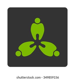 Stomatology vector icon. Style is flat rounded square button, eco green and gray colors, white background.