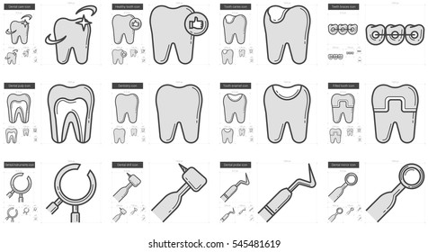 Stomatology vector line icon set isolated on white background. Stomatology line icon set for infographic, website or app. Scalable icon designed on a grid system.
