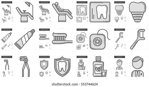 Icono de línea vectorial de estomatología aislado en fondo blanco. Icono de línea de estomatología para infografía, sitio web o aplicación. Icono escalable diseñado en un sistema de cuadrícula.