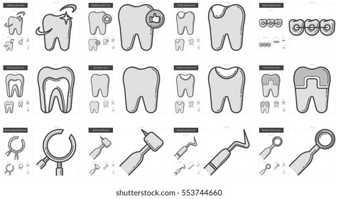 Ícone de linha de vetor de estomatologia definido isolado no plano de fundo branco. Linha de estomatologia ícone definido para infográfico, site ou aplicativo. Ícone escalável projetado em um sistema de grade.