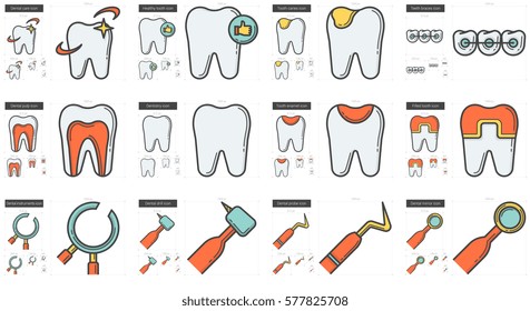 Stomatology vector line icon set isolated on white background. Stomatology line icon set for infographic, website or app. Scalable icon designed on a grid system.