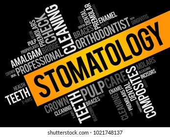 Stomatology word cloud collage, health concept background
