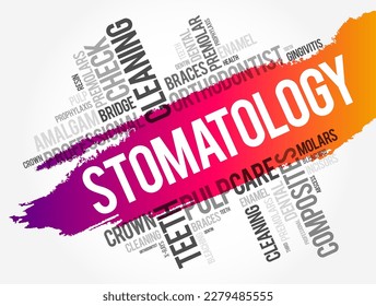 Stomatology word cloud collage, health concept background