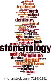Stomatology word cloud concept. Vector illustration