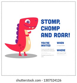 Stomp Chomp and Roar Invitation Design with Where and When Details