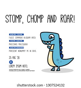 Stomp Chomp and Roar Invitation Design with Where and When Details