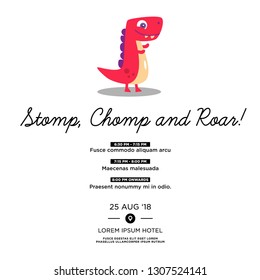 Stomp Chomp and Roar Invitation Design with Where and When Details