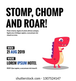 Stomp Chomp and Roar Invitation Design with Where and When Details