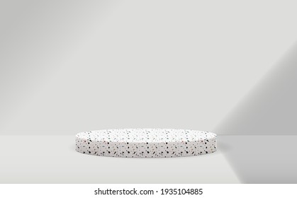 Stone 3d  pedestal background. Trendy empty podium display for cosmetic product presentation, fashion magazine. Copy space vector illustration