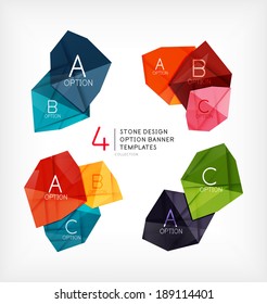 Formas abstractas de piedra - Banderas de opciones con forma geométrica estilizada. Para plantillas de diseño de negocios/tecnología, presentaciones, diseño web e infografía
