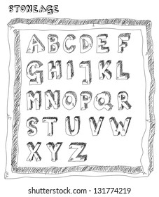 Stone age alphabet from cracked stone blocks