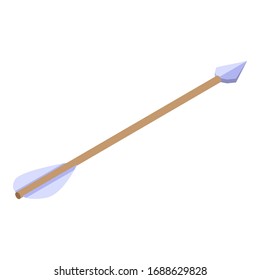 Icono de flecha de edad de piedra. Isométrico icono vectorial de flecha de edad de piedra para diseño web aislado en fondo blanco