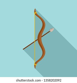 Stone age bow arrow icon. Flat illustration of stone age bow arrow vector icon for web design
