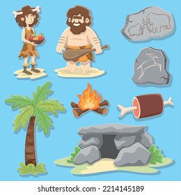 Stone Age, Caveman Cartoon Set