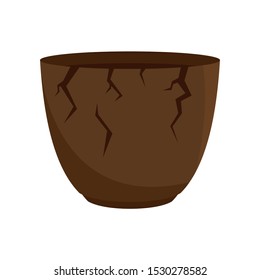 Stone age cracked pot icon. Flat illustration of stone age cracked pot vector icon for web design