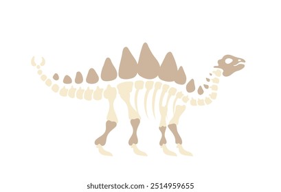 Elemento idade da pedra. Esqueleto de dinossauro e tiranossauro. Paleontologia e arqueologia. Ossos de grandes animais selvagens. Cartaz ou banner. Ilustração de vetor plano isolada no plano de fundo branco