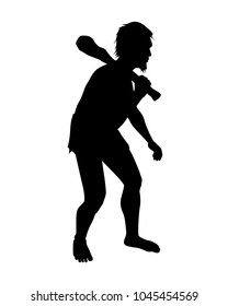 Stone age human silhouette vector