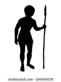 Stone age human silhouette vector