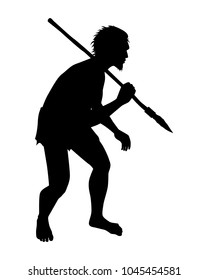 Stone age human silhouette vector