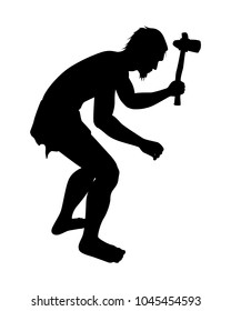 Stone age human silhouette vector