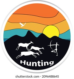 stone age hunting scene artwork design
