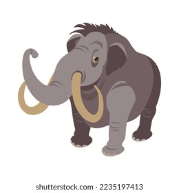 Composición isométrica de la edad de piedra con animal prehistórico en ilustración vectorial de fondo en blanco